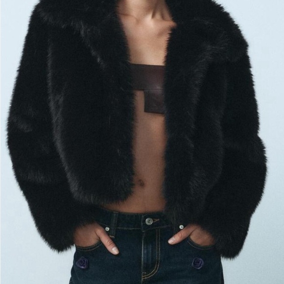 Zara Faux Fur Short Coat - Picture 1 of 6